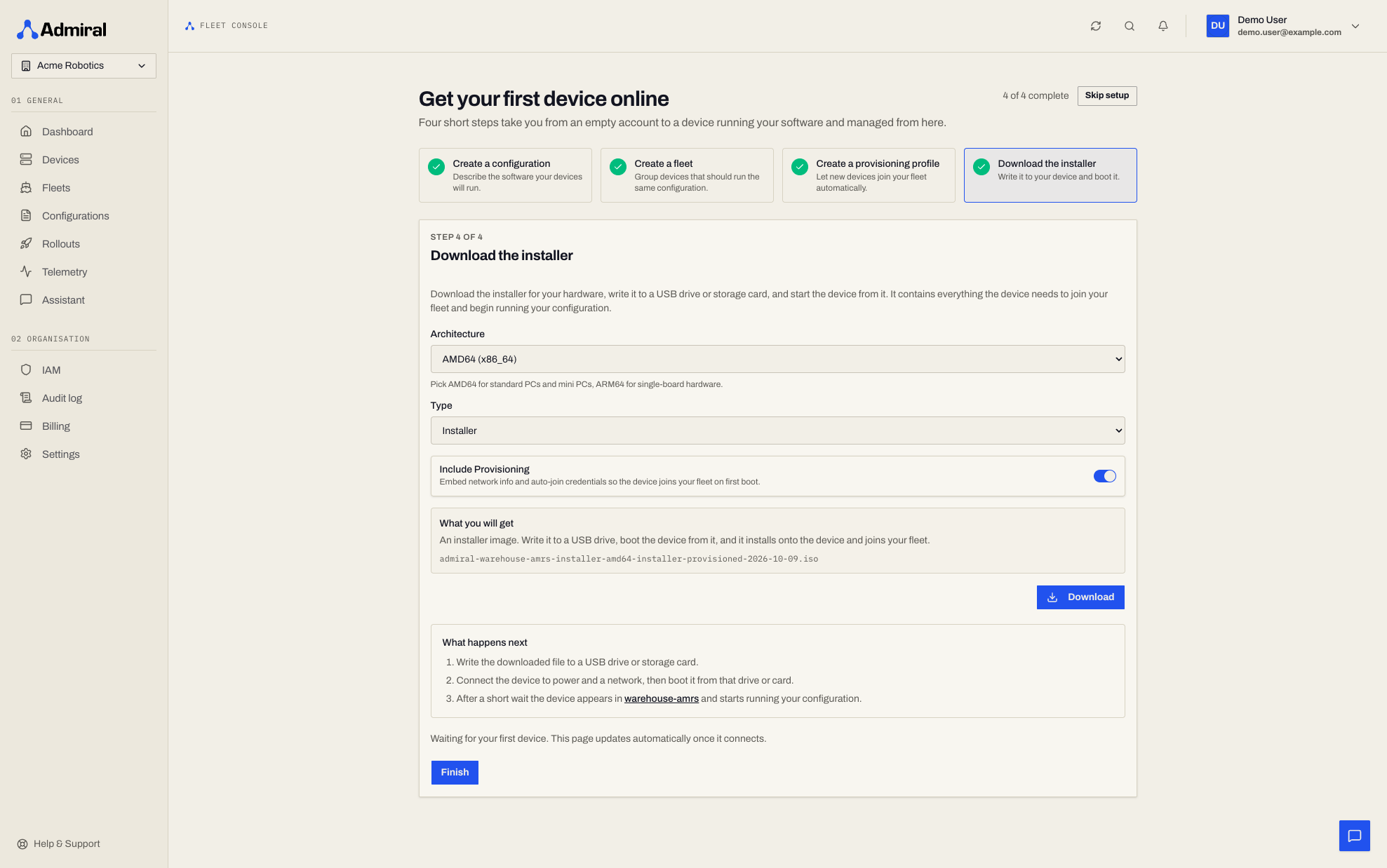 Setup guide step 4: download the installer