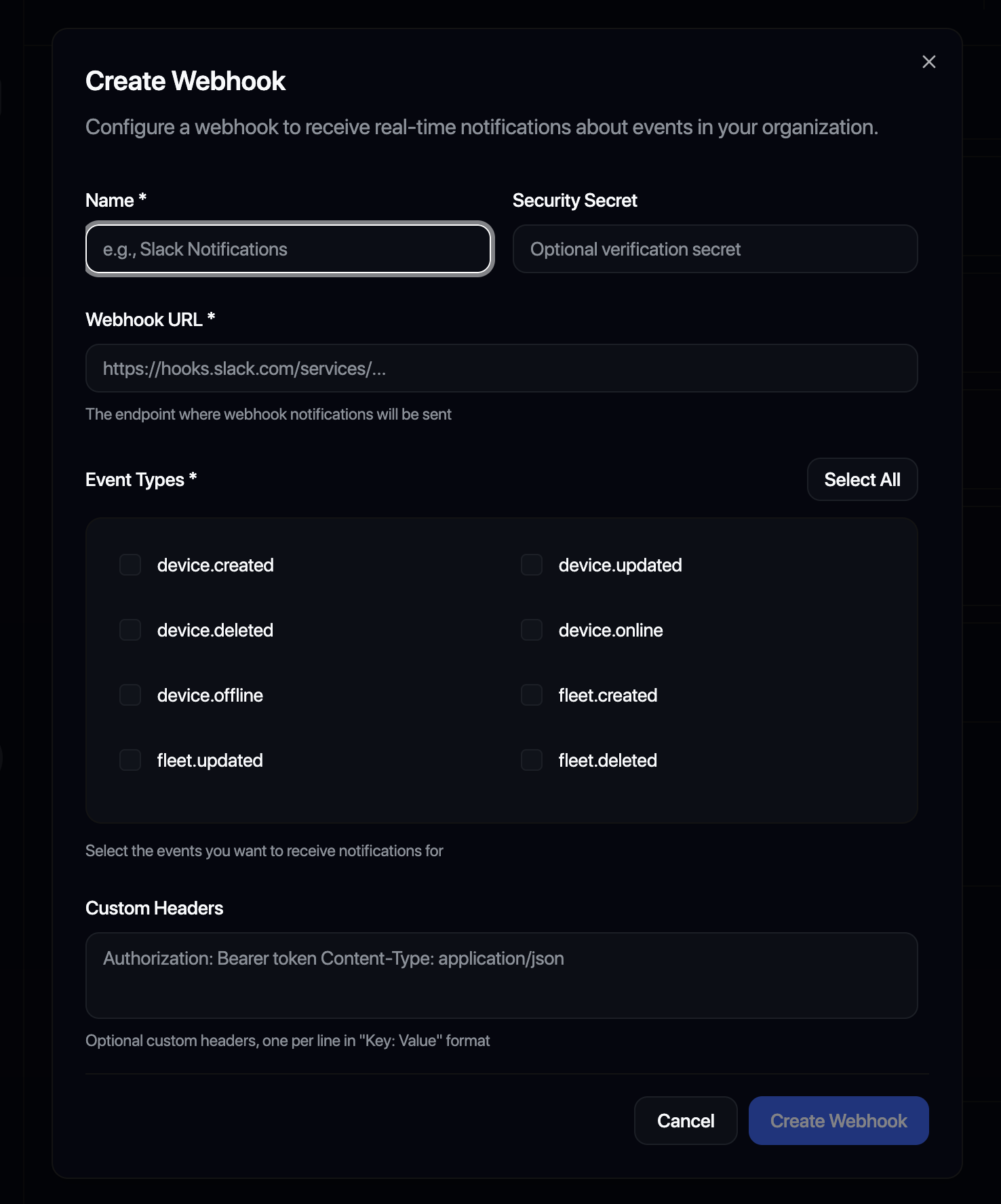 Webhook Configuration