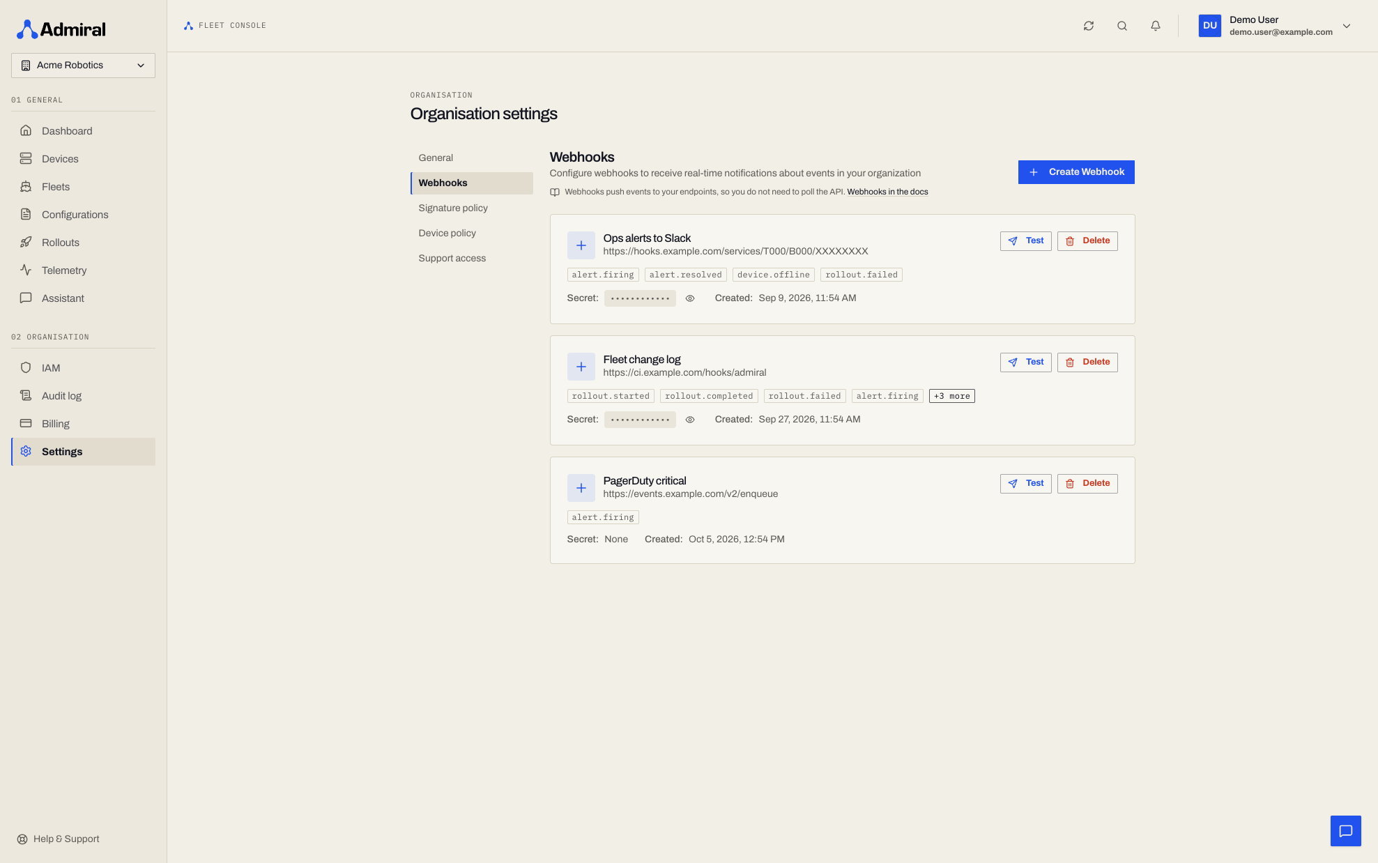 Webhook Configuration